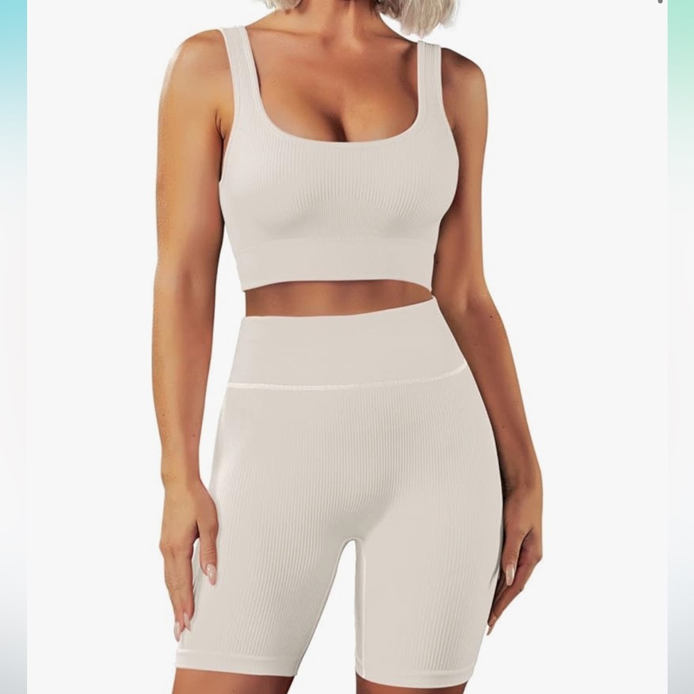 Cream Ribbed 2-Piece Set